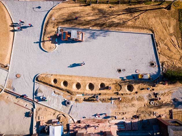 visão aérea de drones na construção civil