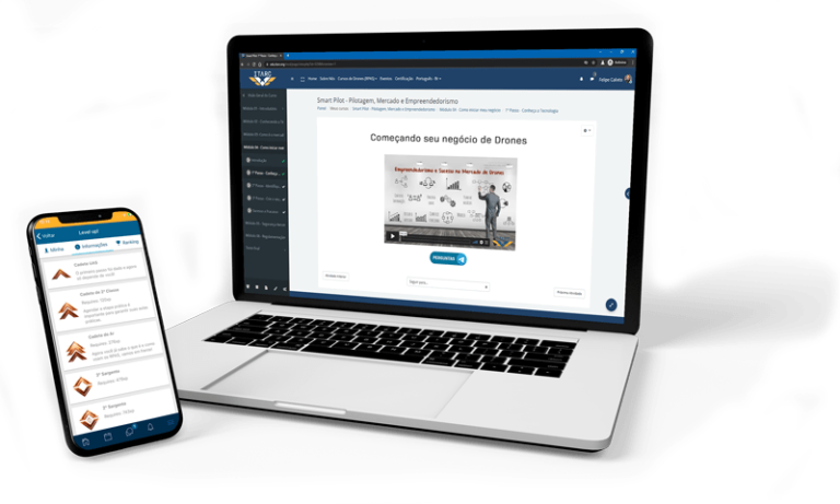 Aplicativo ITARC — plataforma de cursos de pilotagem de drones no celular e no computador